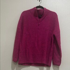 Cozy hot pink Half-Zip Sweater